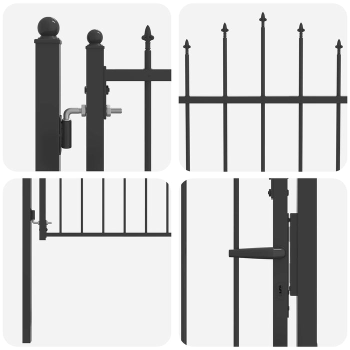 Poartă de gard HORST 100 x 100 cm Metal Negru Blocat WALTI