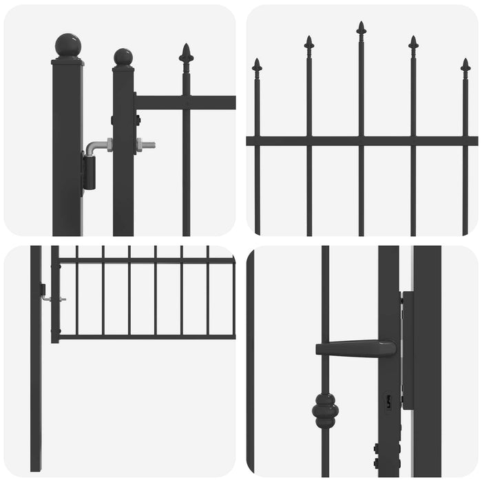 Poartă de gard HORST 100 x 175 cm Metal Negru Blocat WALTI