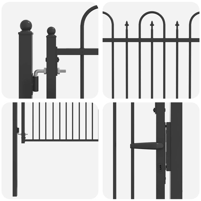 Poartă de gard HORST 100 x 75 cm Metal Negru Blocat WALTI
