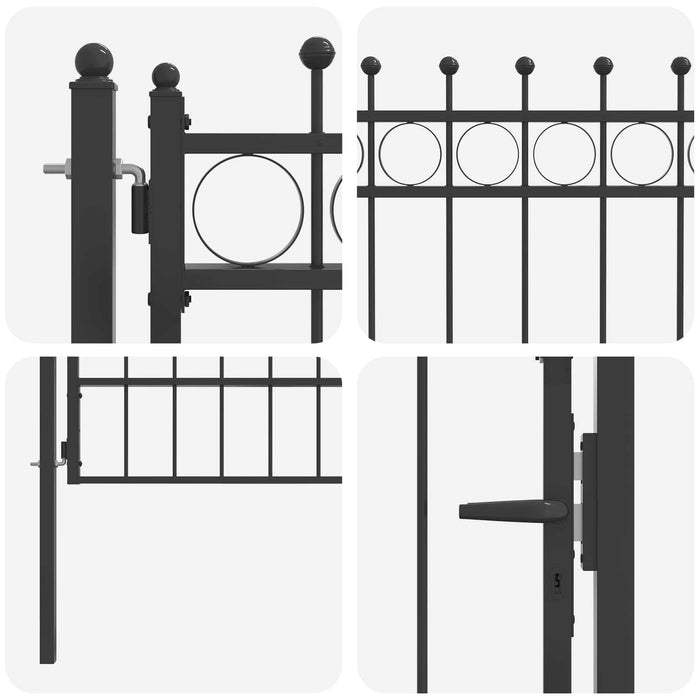 Poartă de gard HORST 100 x 175 cm Metal Negru Blocat WALTI