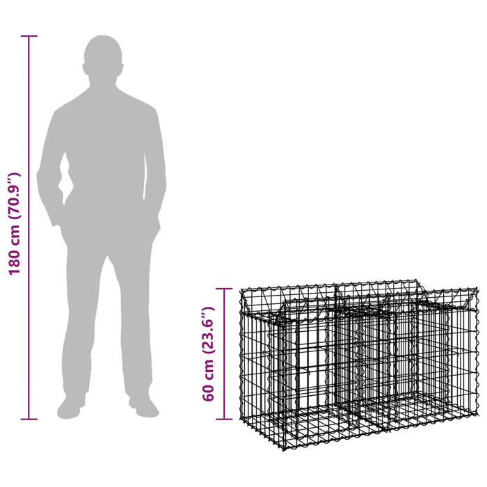 Pat ridicat din gabion Argintiu 100 x 50 x 60 cm - WALTI WALTI