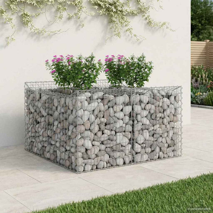 Pat ridicat din gabion Argintiu 100 x 100 x 60 cm - WALTI WALTI