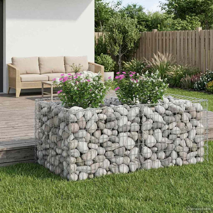 Pat ridicat din gabion Argintiu 100 x 100 x 60 cm - WALTI WALTI