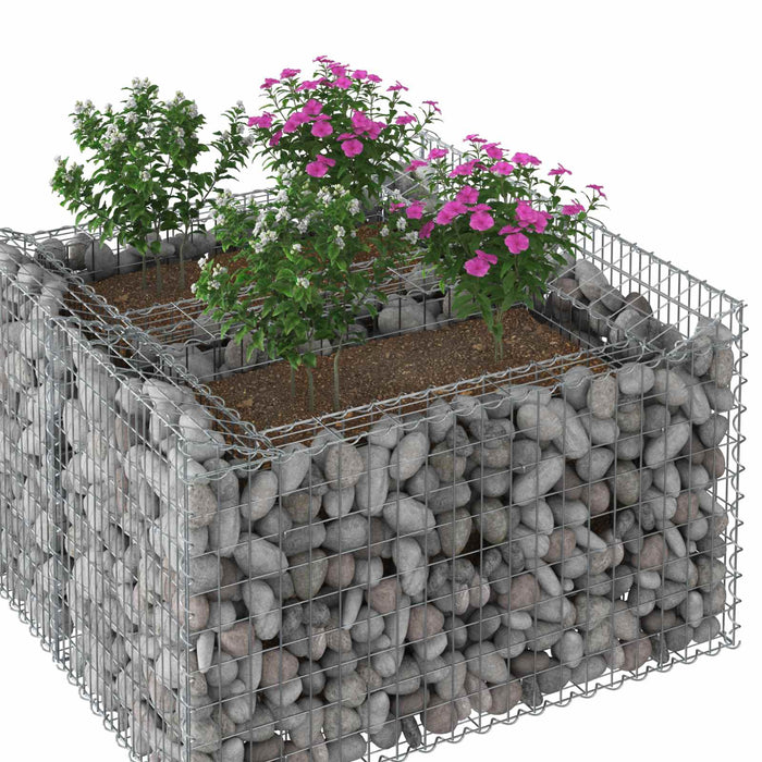 Pat ridicat din gabion Argintiu 100 x 100 x 60 cm - WALTI WALTI