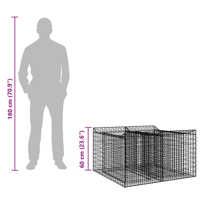 Pat ridicat din gabion Argintiu 100 x 100 x 60 cm - WALTI WALTI