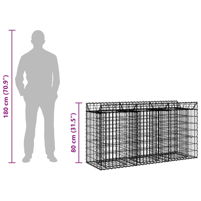 Pat ridicat din gabion Argintiu 150 x 50 x 80 cm - WALTI WALTI
