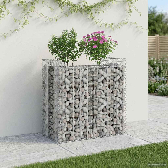 Pat ridicat din gabion Argintiu 50 x 100 x 100 cm - WALTI WALTI
