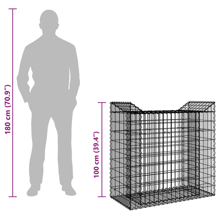 Pat ridicat din gabion Argintiu 50 x 100 x 100 cm - WALTI WALTI