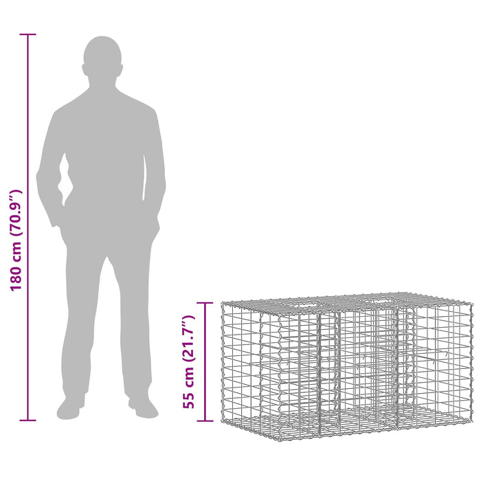 Pat ridicat din gabion Argintiu 100 x 60 x 55 cm - WALTI WALTI