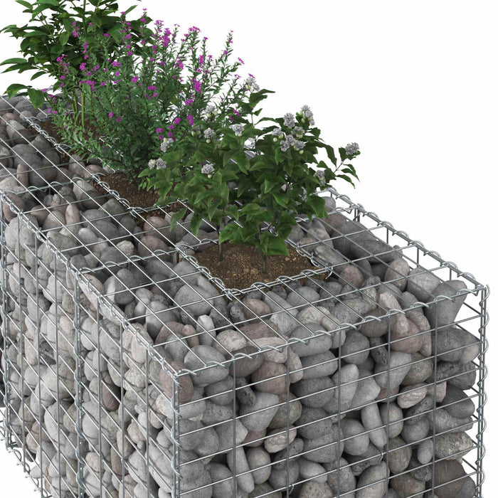 Pat ridicat din gabion Argintiu 140 x 60 x 55 cm - WALTI WALTI