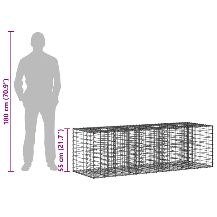 Pat ridicat din gabion Argintiu 180 x 60 x 55 cm - WALTI WALTI