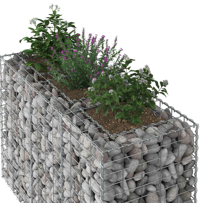 Pat ridicat din gabion Argintiu 130 x 50 x 80 cm - WALTI WALTI