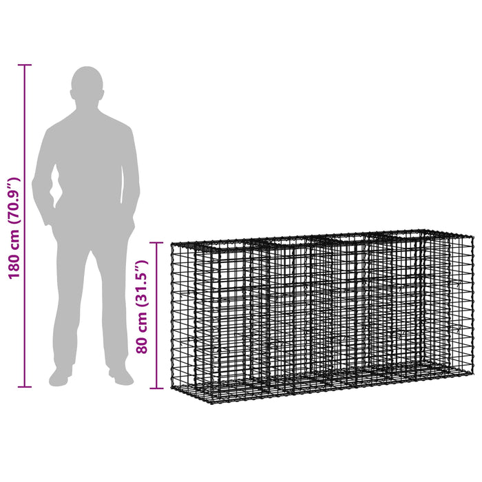 Pat ridicat din gabion Argintiu 170 x 50 x 80 cm - WALTI WALTI