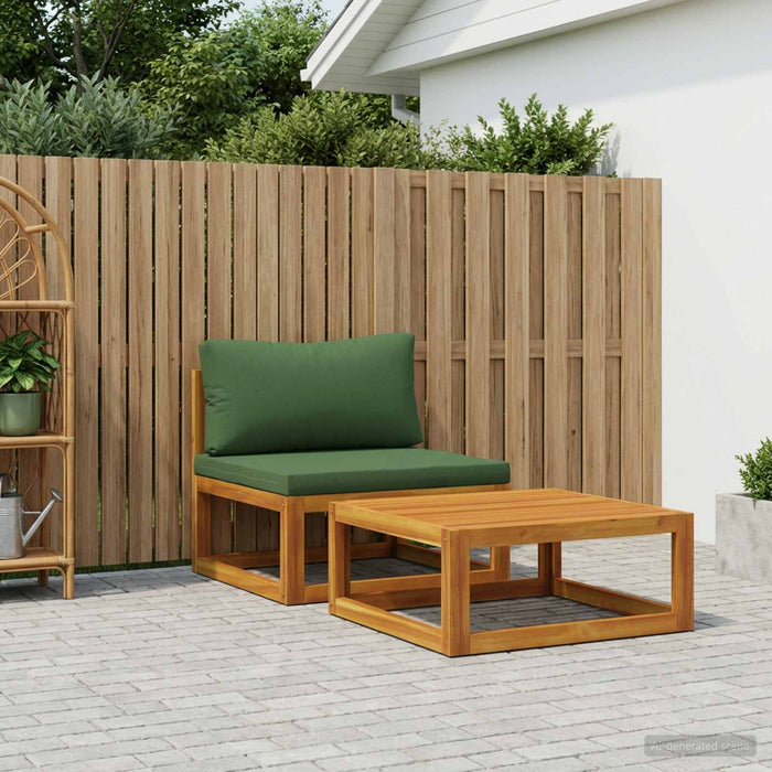 Set canapea modulară cu perne 2 buc. Lemn Solid de Acacia WALTI