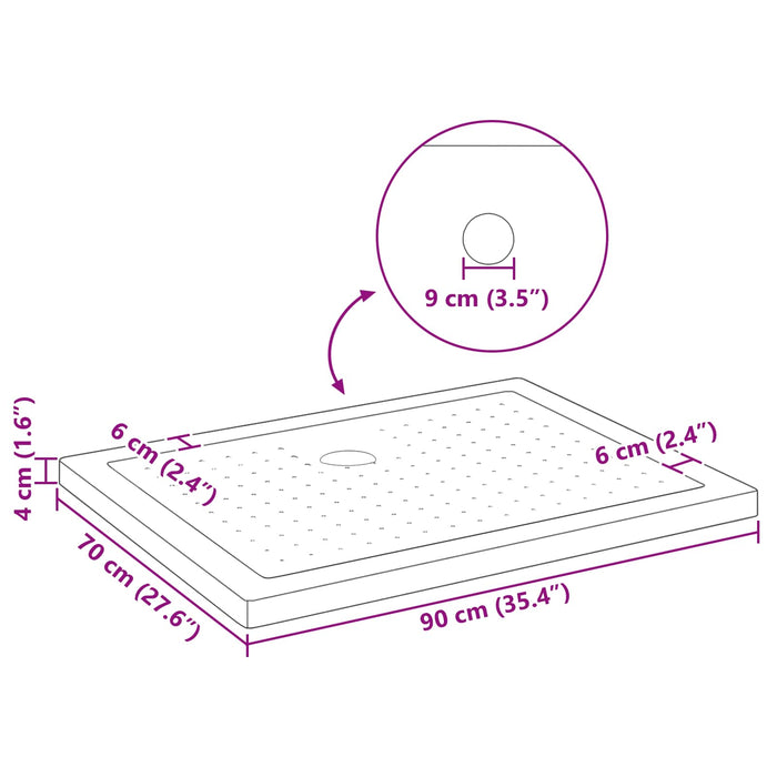 Tavă de bază pentru duș cu puncte 90 x 70 x 4 cm ABS Negru WALTI