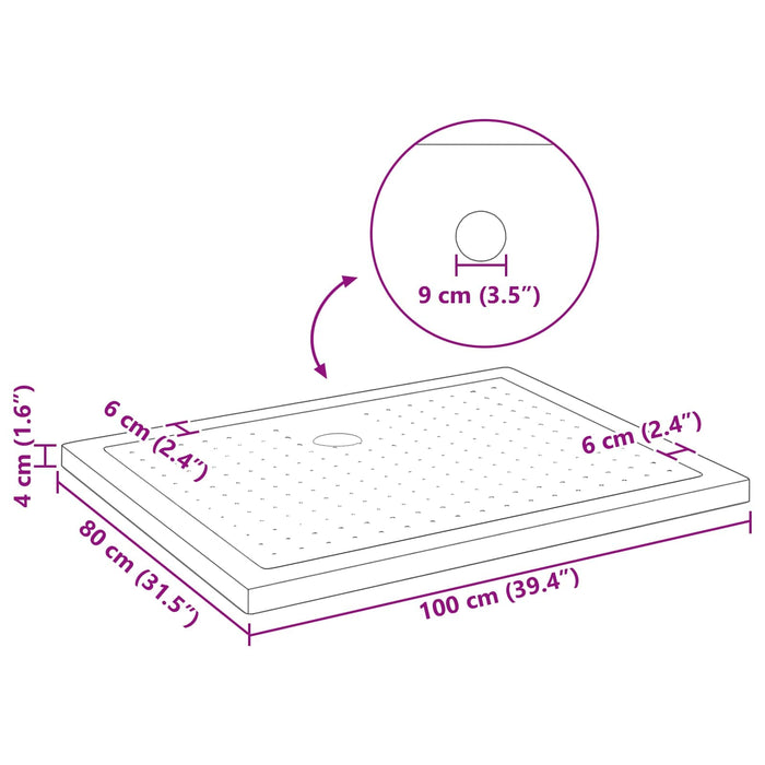 Tavă de bază pentru duș cu puncte 100 x 80 x 4 cm ABS Negru WALTI