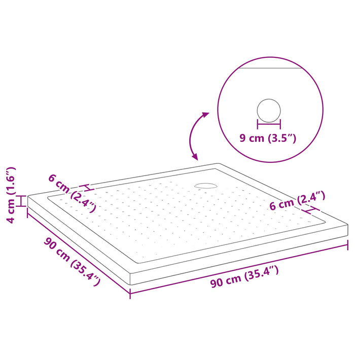 Tavă de bază pentru duș cu puncte 90 x 90 x 4 cm ABS Negru WALTI