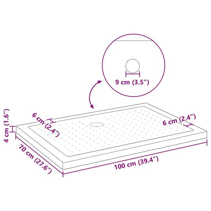 Tavă de bază pentru duș cu puncte 100 x 70 x 4 cm ABS Negru WALTI