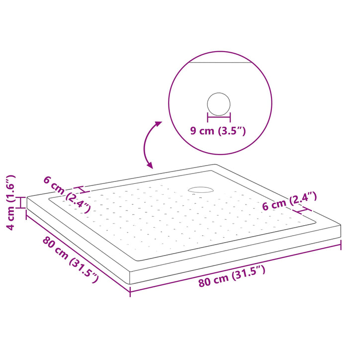 Tavă de bază pentru duș cu puncte 80 x 80 x 4 cm ABS Negru WALTI