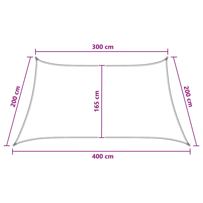 Pânză de umbră Gri deschis și alb. 3 / 4 x 2 m HDPE WALTI