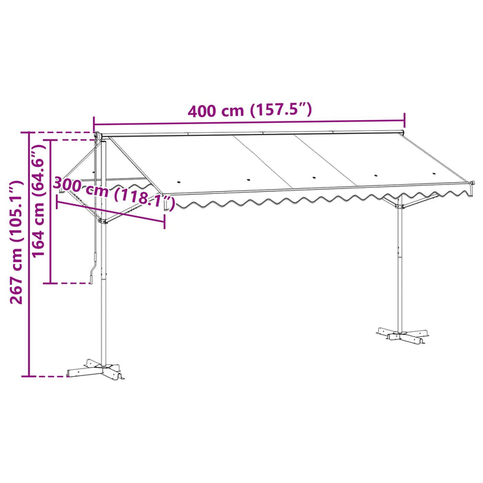 Marchiză liberă 4 × 3 m Poliester Antracit WALTI