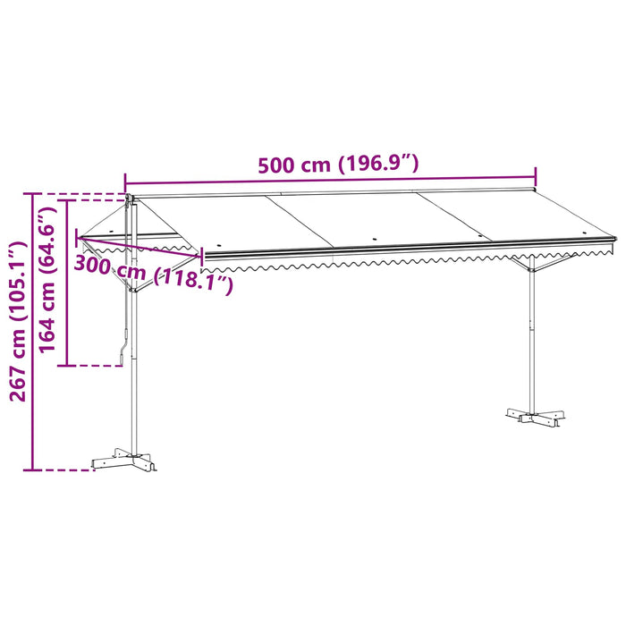 Marchiză liberă Antracit 5 x 3 m Poliester WALTI