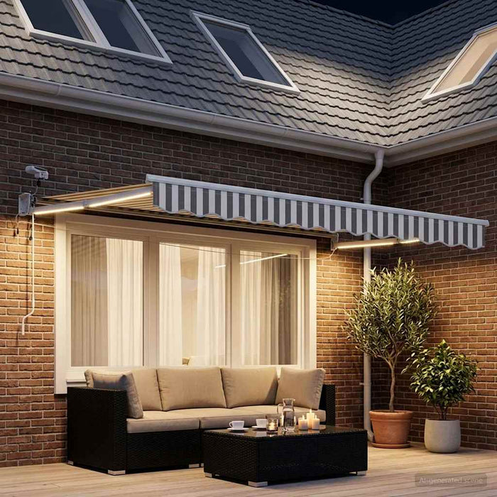 Cort electric retractabil Gri deschis și alb. - WALTI WALTI