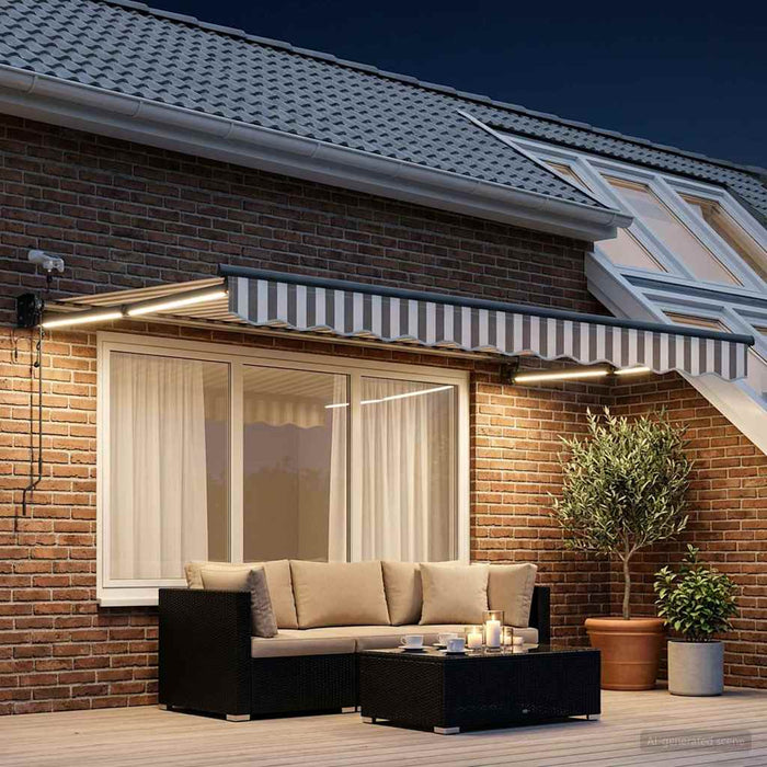 Cort electric retractabil Gri deschis și alb. - WALTI WALTI