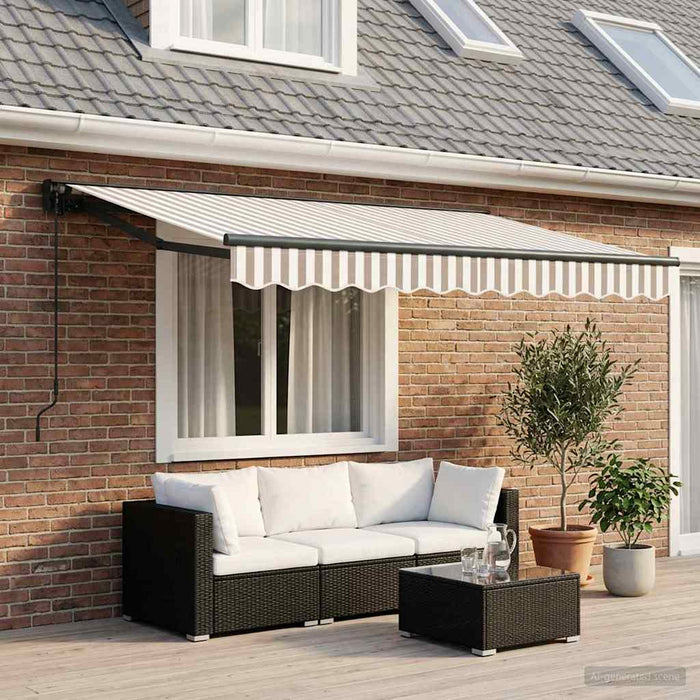 Copertină retractabilă manuală Gri deschis și alb. 3,5 x 2 m - WALTI WALTI