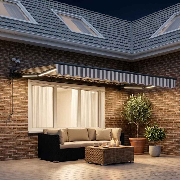 Cort electric retractabil Gri deschis și alb. 3 x 2,5 m - WALTI WALTI