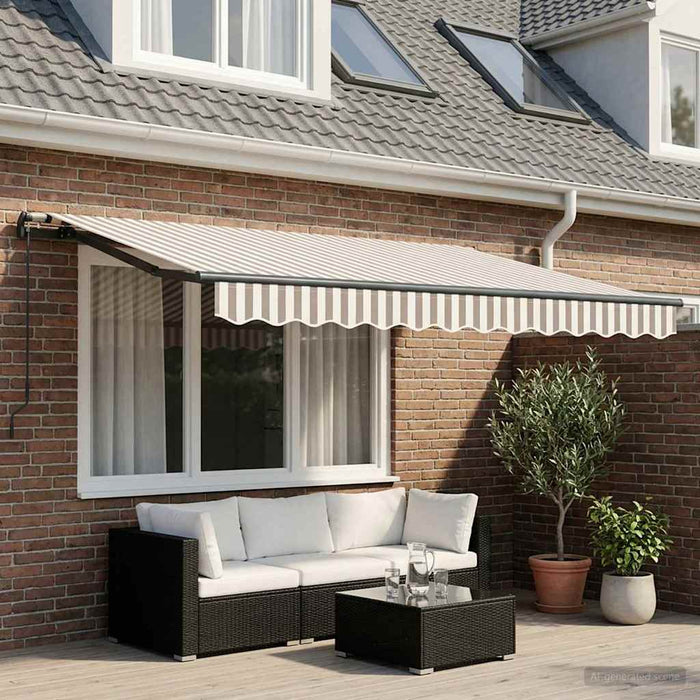 Cortina Retractabilă Gri deschis și alb. 3,5 x 2 m țesătură - WALTI WALTI