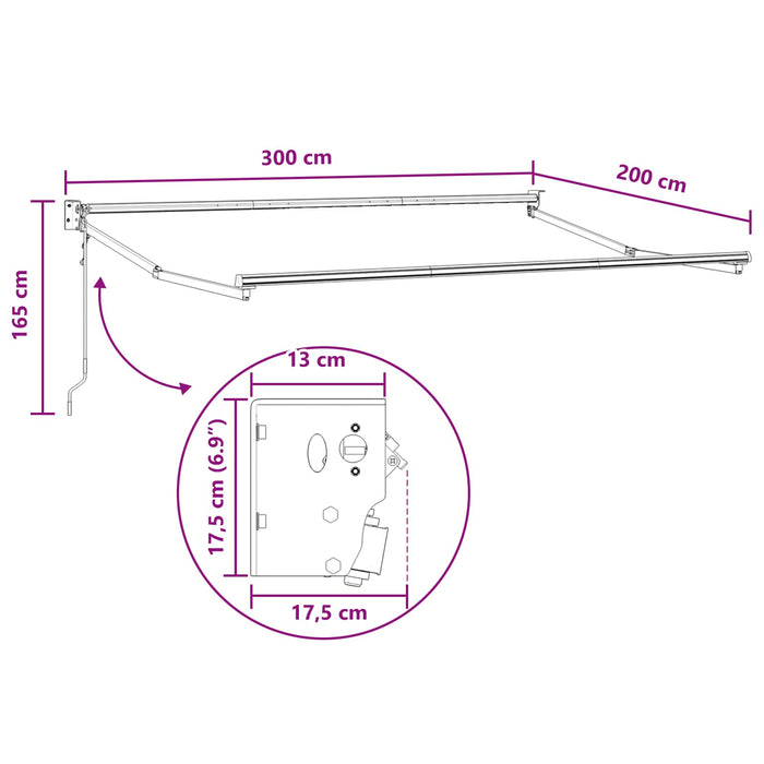 Copertină retractabilă Gri deschis și alb. 3 x 2 m WALTI