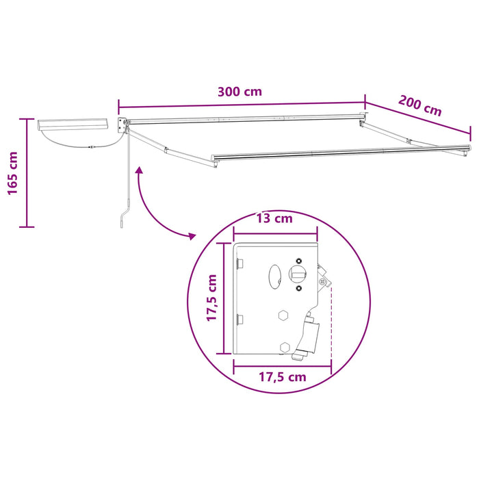 Cort electric retractabil Gri deschis și alb. - WALTI WALTI