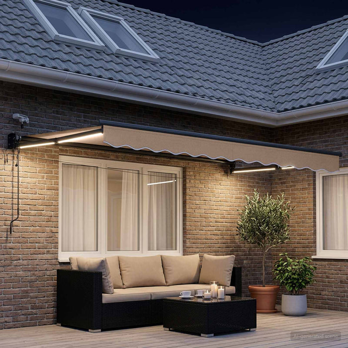 Cort electric retractabil Gri taupe 100% Poliester și Aluminiu WALTI