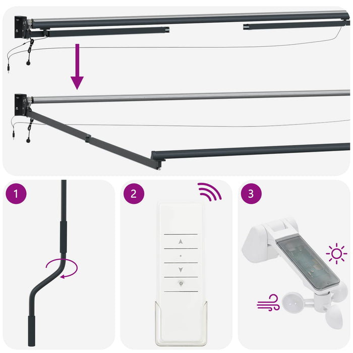 Cort electric retractabil Gri taupe 100% Poliester și Aluminiu WALTI