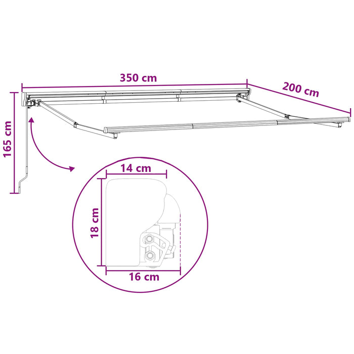 Copertină retractabilă manuală Gri taupe 3,5 x 2 m - WALTI WALTI