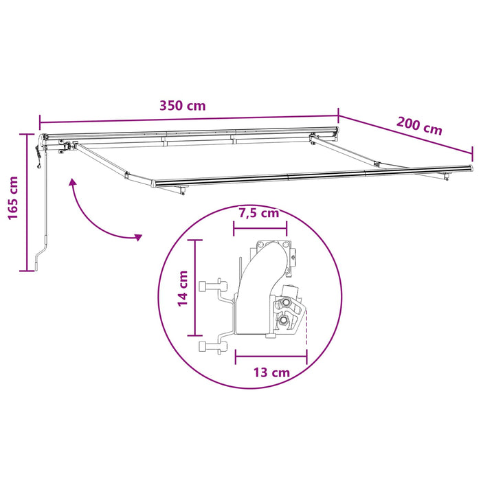 Cortina Retractabilă Gri deschis și alb. 3,5 x 2 m țesătură WALTI