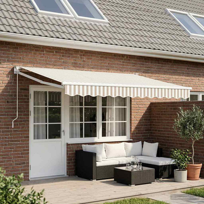 Copertină retractabilă Gri deschis și alb. 4 x 2 m WALTI