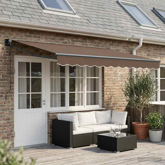 Copertină retractabilă Gri taupe 4 x 2 m Poliester și metal - WALTI WALTI