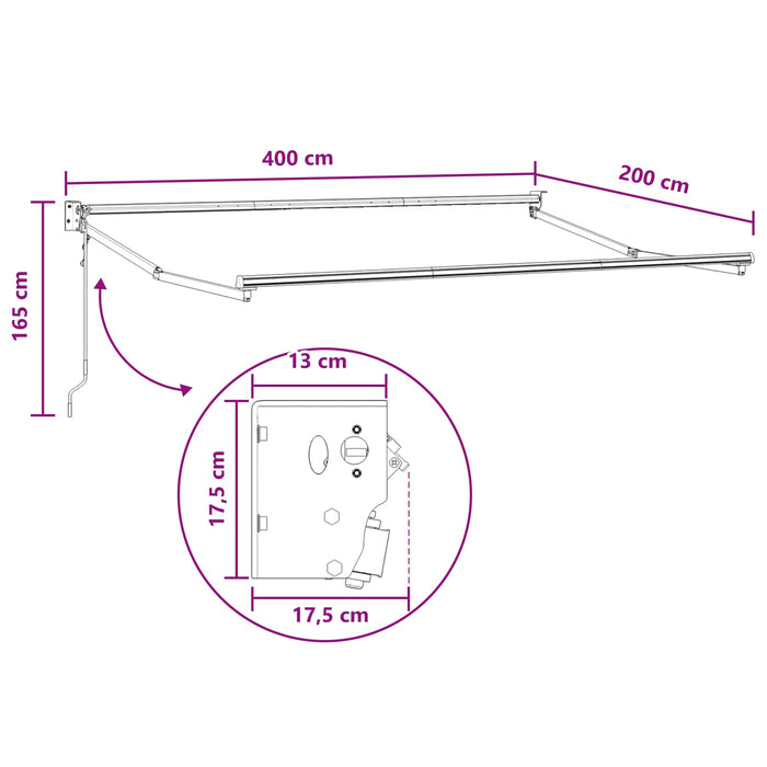 Copertină retractabilă Gri taupe 4 x 2 m Poliester și metal - WALTI WALTI