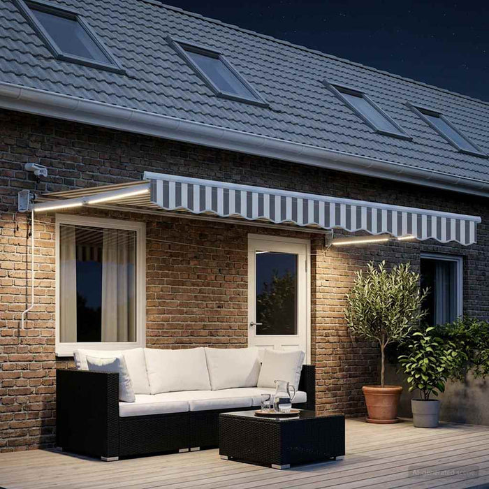 Cort electric retractabil Gri deschis și alb. - WALTI WALTI