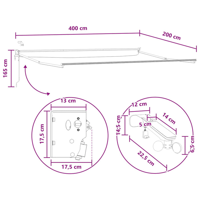 Cort electric retractabil Nisipiu 100% Poliester și Aluminiu - WALTI WALTI
