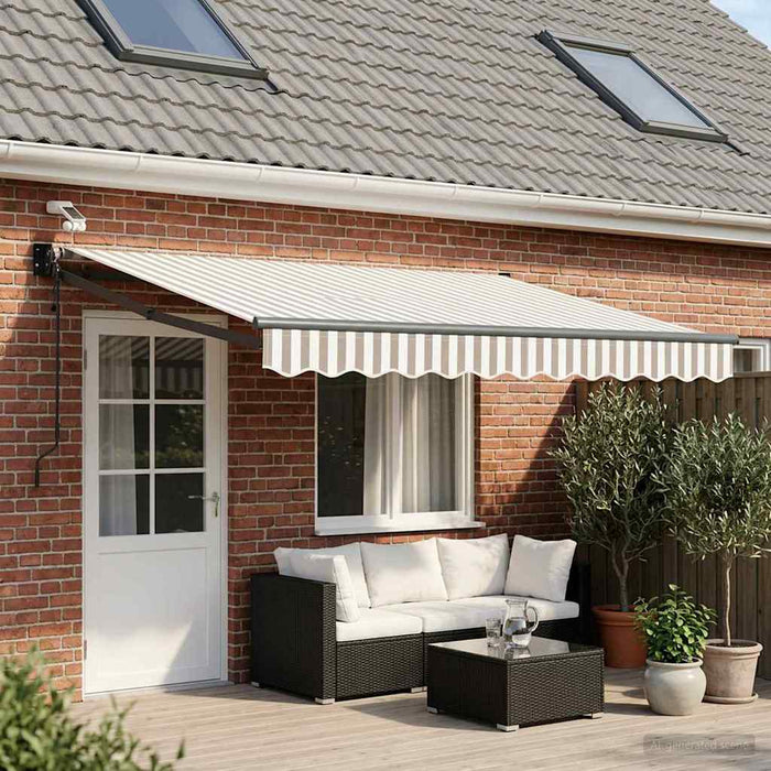 Cort electric retractabil Gri deschis și alb. - WALTI WALTI