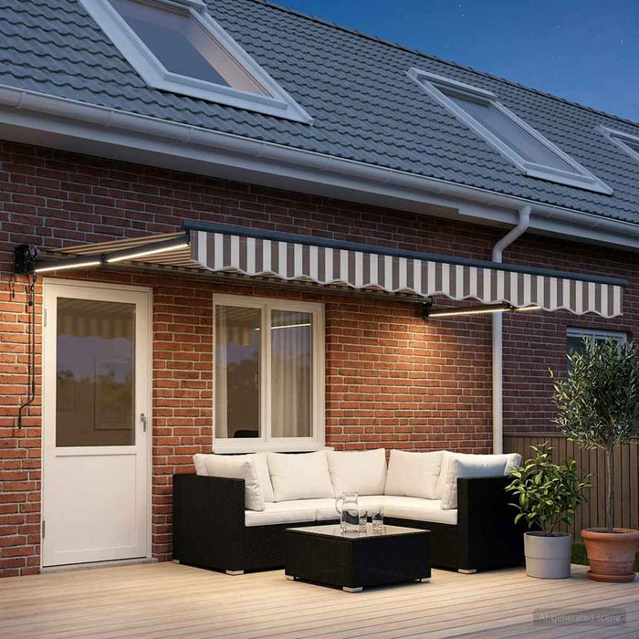 Cort electric retractabil Gri deschis și alb. - WALTI WALTI