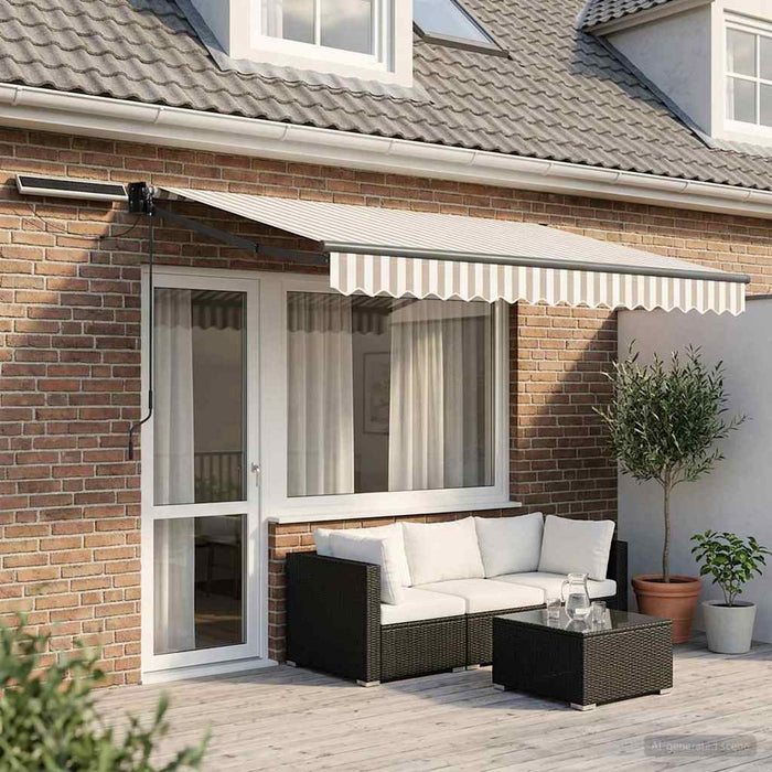 Cort electric retractabil Gri deschis și alb. - WALTI WALTI