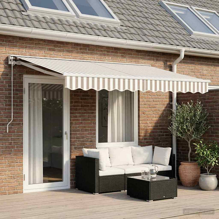 Copertină retractabilă manuală Gri deschis și alb. 4,5 × 3,5 m - WALTI WALTI