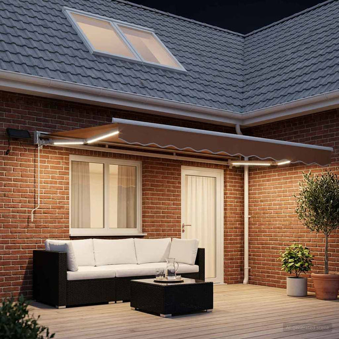 Cadru manual de marchiză cu LED-uri Nisipiu 5 x 3 m WALTI