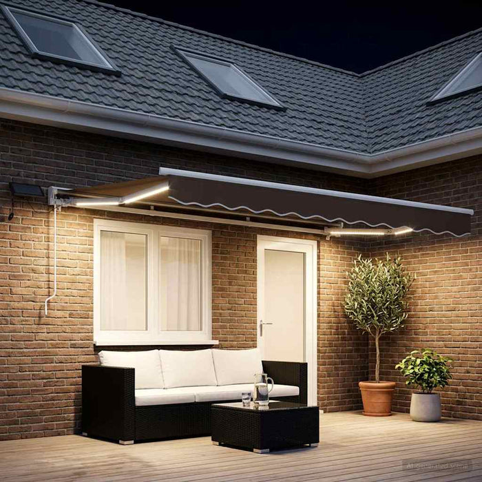 Cadru manual de marchiză cu LED-uri Gri taupe 4,5 × 3,5 m WALTI