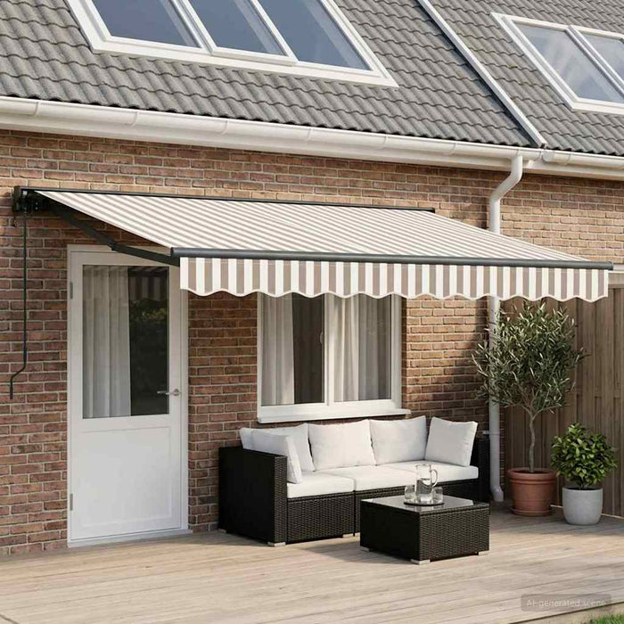 Copertină retractabilă Gri deschis și alb. 4 × 3 m - WALTI WALTI