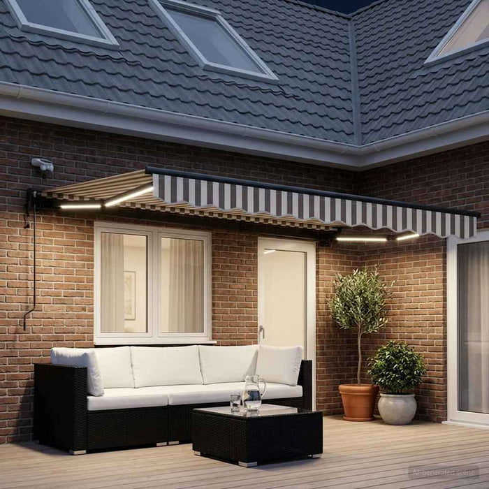 Cort electric retractabil Gri deschis și alb. 4 x 2 m WALTI